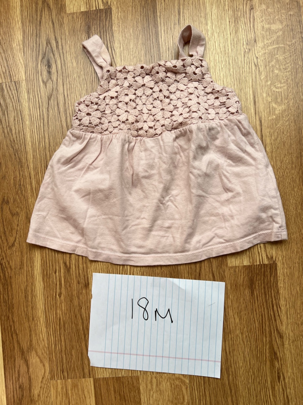 Dusty Pink Crochet Yoke Tank Top 18m